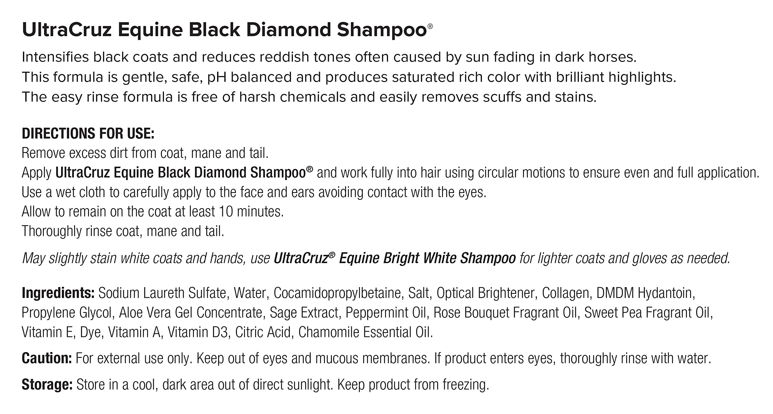 Szampon UltraCruz Equine Black Diamond Shampoo® dla koni, 32 uncje