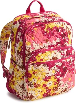 Vera Bradley Womens Premium Cotton Large Bancroft Backpack, Starstruck Daisies, One Size