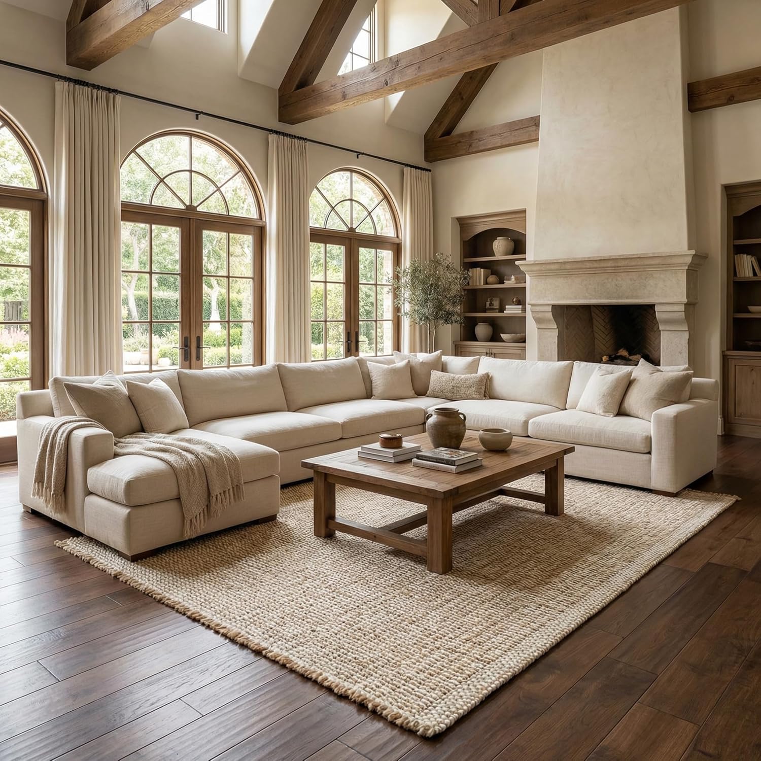 Super Area Rugs Neutral Cotton & Jute Rug 8x10 Woven Natural Fiber Rug for Living Room - Soft Jute and Cotton for Extra Comfortable Boho Decor