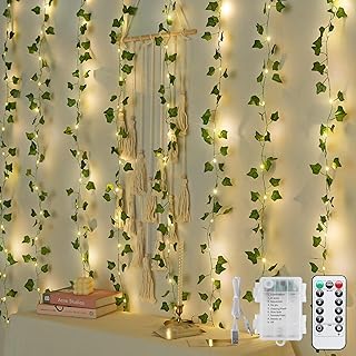 JMEXSUSS 200 LED Ivy Vine Lights, Fairy Curtain Lights USB & Battery Ope...
