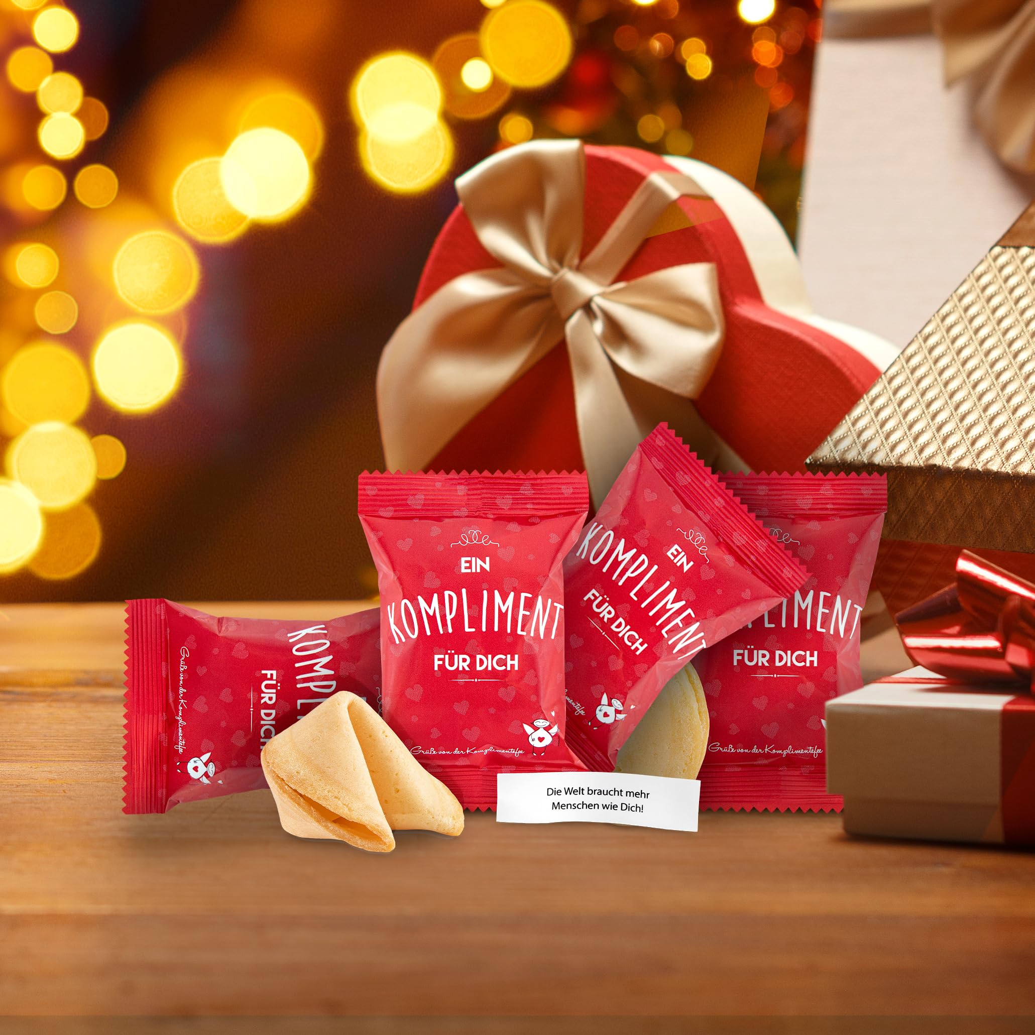 250er Nachfüllpackung Ein Kompliment für Dich Glückskekse 250 Stück Glück Kekse Adventskalender Füllung Glückskekse für die Aufstellpackung | frisch gebacken, vegan & made in Germany
