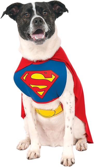 Rubie's Fantasia unissex adulto DC Comics Classic Superman Pet Party Supplies, multicolorido, M Neck 14,5 Circunferência 20 Costas 15 EUA