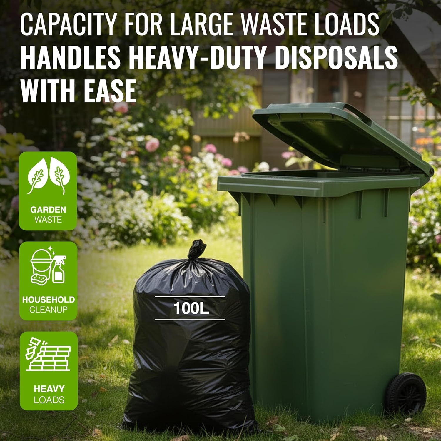 Eco Bag 50 Heavy Duty Refuse Sacks, Black, 1x