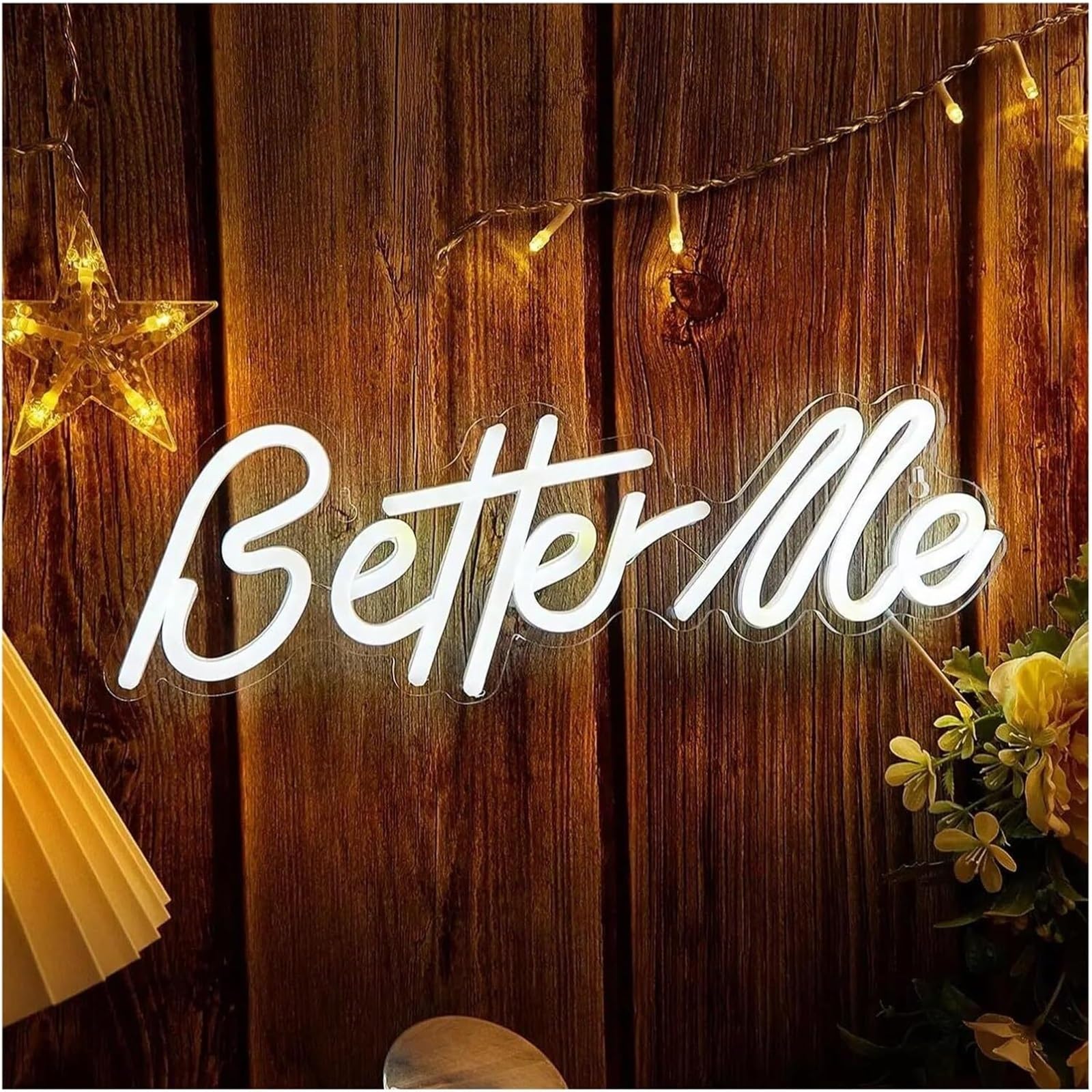 Ideas creativas para regalos con letreros de neón Letrero luminoso de pared "Better Me" para dormitorio, cumpleaños, 33,5 x 12 cm