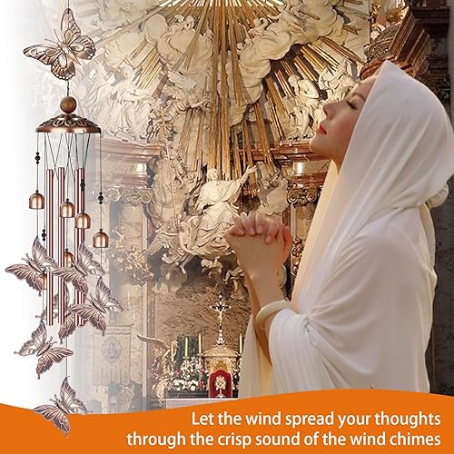 Miniatura 7 de Campanillas de viento para decoración de jardín exterior  Campanillas de viento de mariposa de 32.3 pulgadas de alto con 4 tubos de aluminio y 6