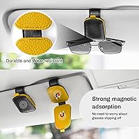 Vista 7 de SINGARO Soporte para lentes de sol para coche, hebilla magnética de cuero para visera de sol, clip para lentes de sol, clip para almacenamiento