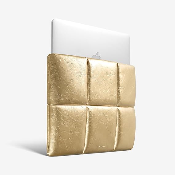 Comfyable Puffy Laptop Kılıfı 13 inç 14 inç, Puffer Laptop Taşıma Çantası, MacBook Air M4 2025 M3 M2 M1 ile Uyumlu Yastık Kılıfı, MacBook Pro M4 Pro/Max, Altın