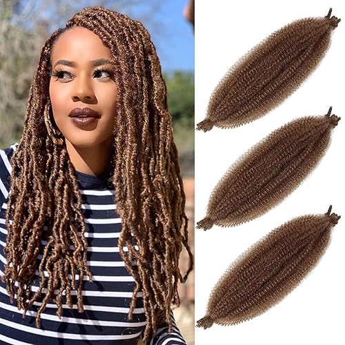 Cabello Afro Twist Elástico de 16 pulgadas, cabello Cuban Twist 30# Marley Twist trenzado, Afro Twist suave, extensiones de cabello sintético rizado