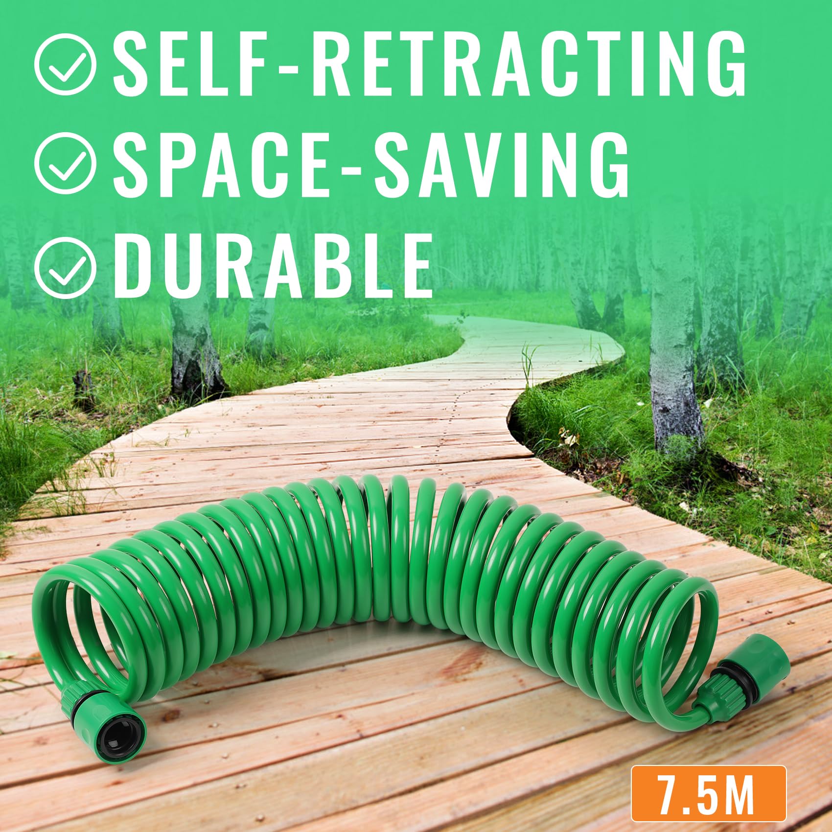 Tubo Da Giardino Flessibile In Metallo 2,4m Con 2 Rondelle - Resistente E Pratico Per Irrigazione E Lavaggio - 4