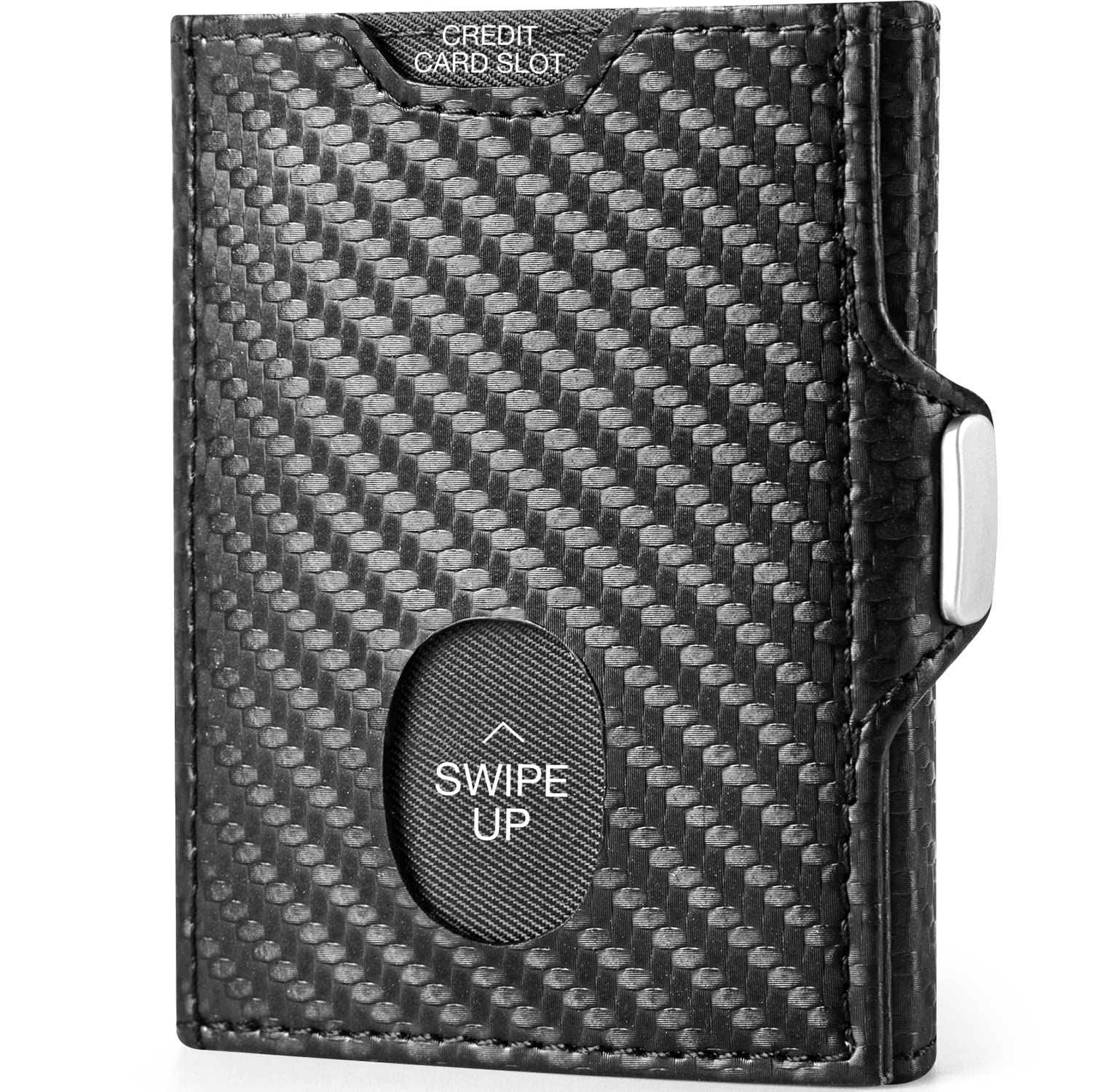 DODENSHA Mini Geldbörse mit Münzfach und RFID-Schutz I Portmonee mit Knöpfen für Herren I Kartenetui Geldbeutel Leder I Slim Wallet I Karten Portemonnaie Klein Kreditkartenetui | Carbon