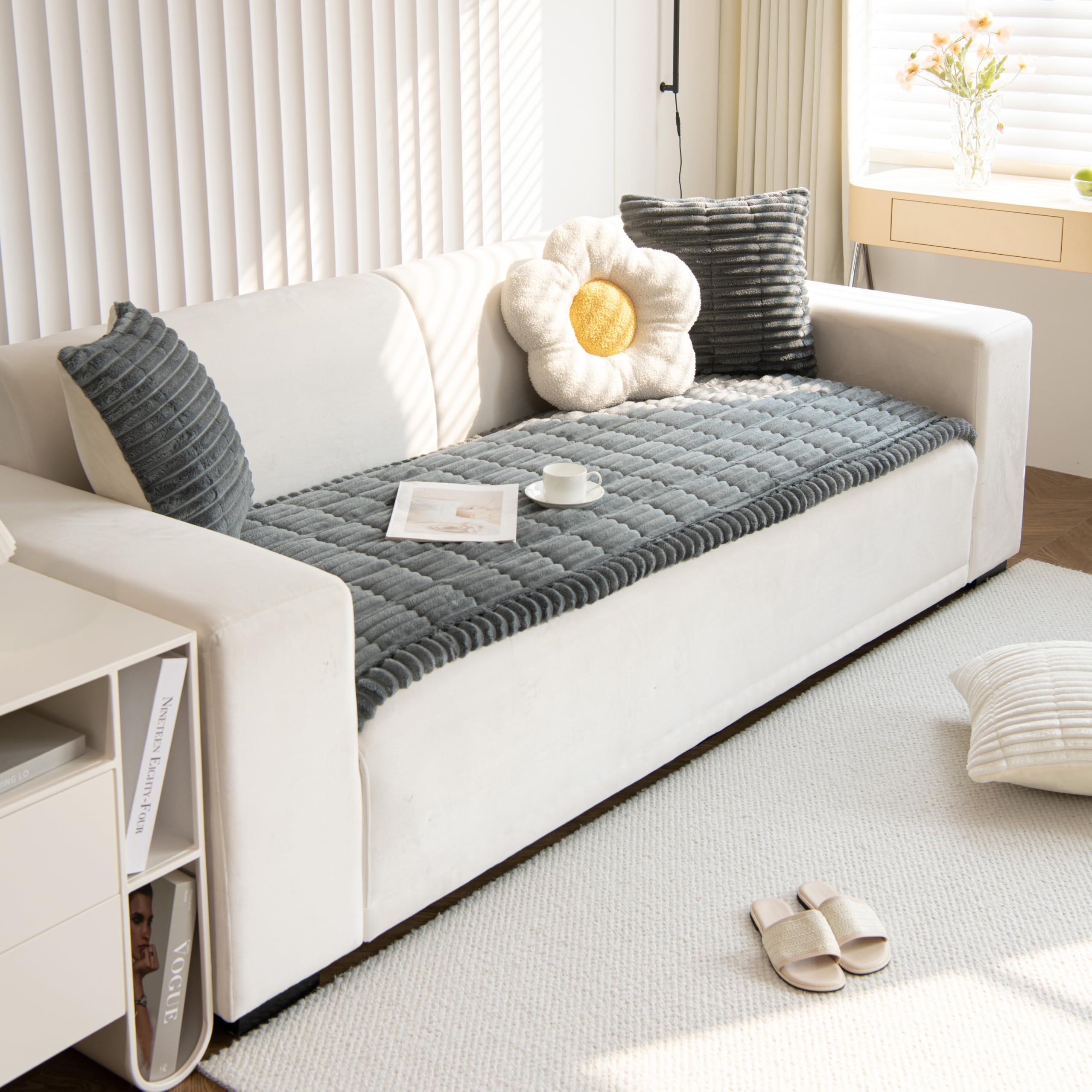 EBETA Sofabezug für Hunde Sofakissen Fensterbankmatten Sofa Überwürfe Sitzauflage Bodenbeläge Bankauflagen Anti-Rutsch Kissen Möbelschoner Spielmatten (Bar-Grau, 70x150 cm)