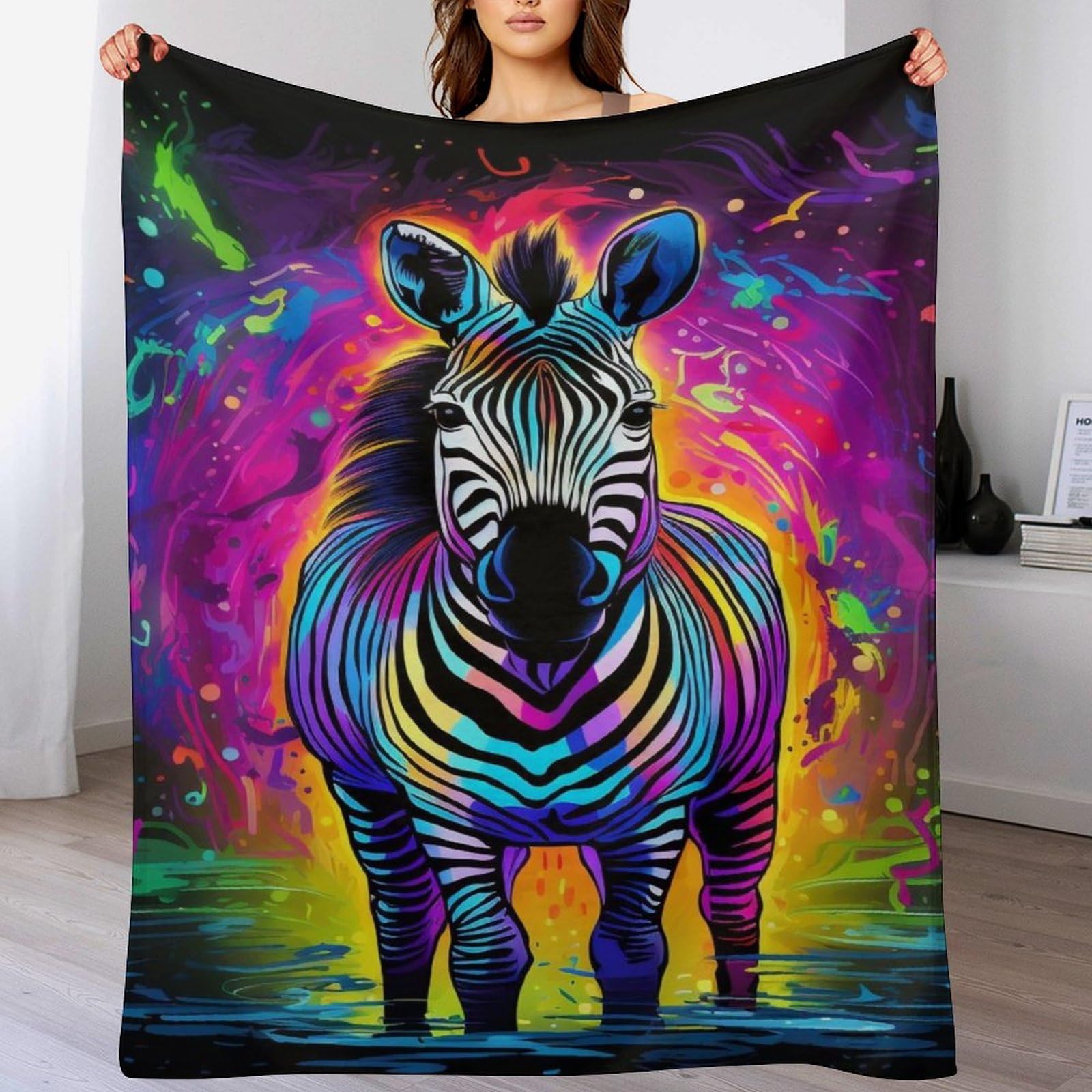 Couverture polaire zèbre en flannel douce pour canapé et lit de dimensions 180x200cm