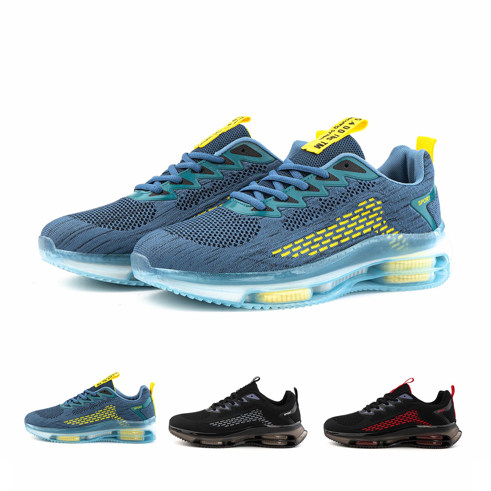 Scarpe Running Uomo Scarpe da Corsa Uomo Sportive Ginnastica Trail Running Jogging Sneakers Nero Blu Rosso 39-48EU