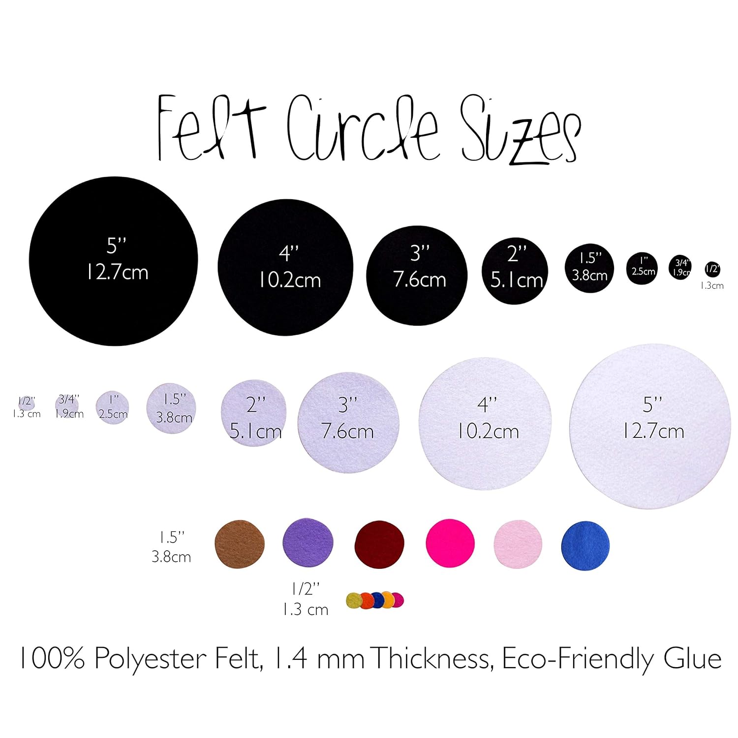 This Season's Colors White Adhesive Felt Circles: Variety of Sizes: 2”, 3”, 4” or 5" Wide; Die Cut Felt Stickers for DIY Projects & Professional Craft Finishing (5 Packages of 30, 2 Inch Circles)