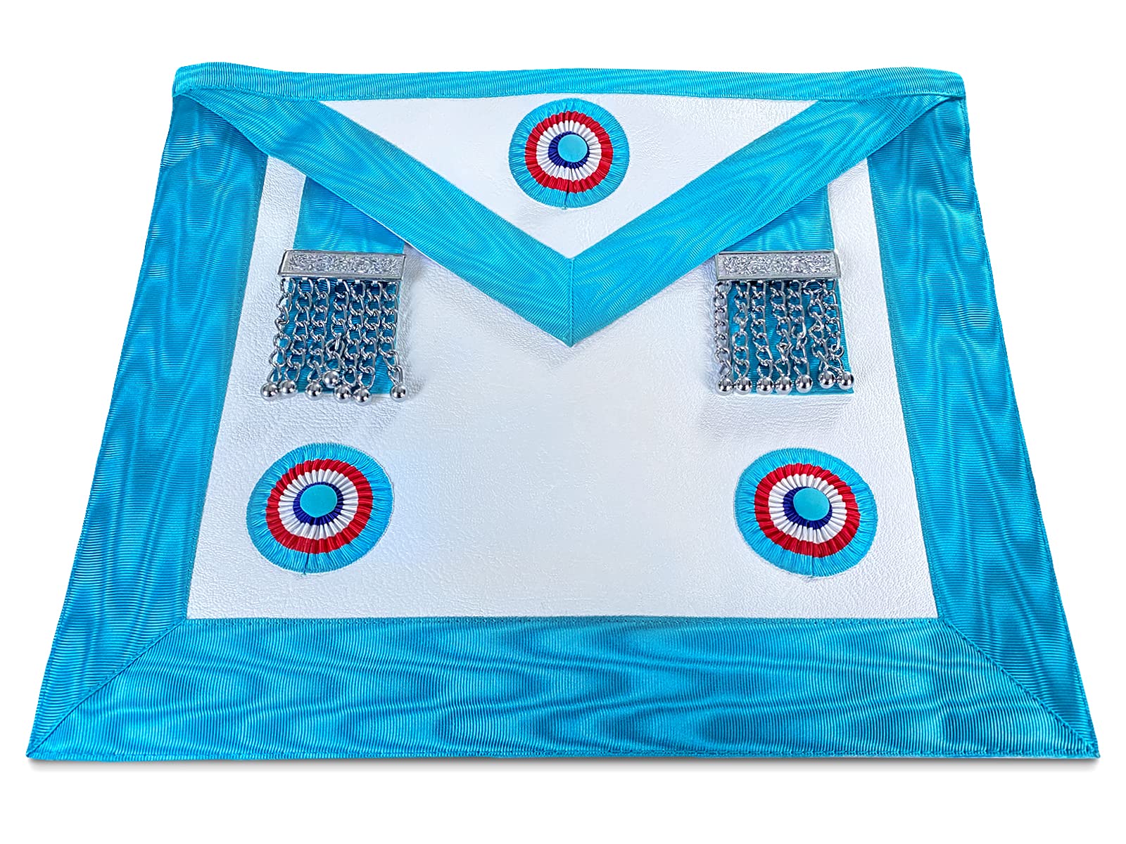 THE MASONIC COLLECTION - Tablier French Grand Loge GLNF Craft Master Masons – Cuir d'agneau – Ceinture réglable – Rosaces tricolores – Un accessoire cadeau utile pour les francs-maçons