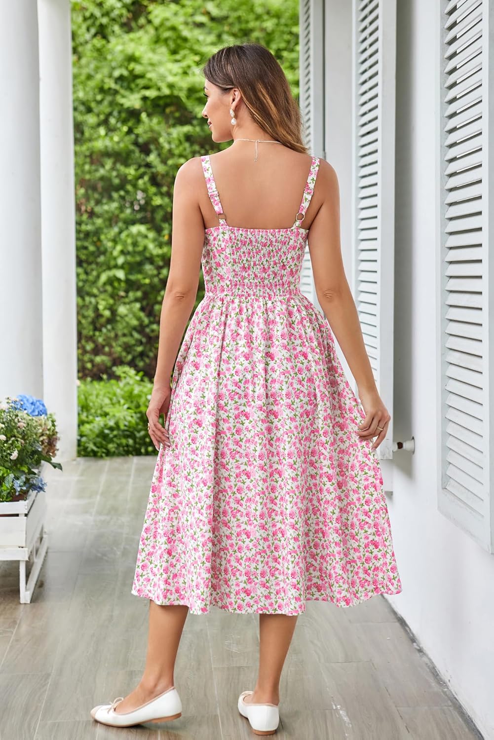 SCARLET DARKNESS Women's Floral Midi Dress Corset Sundresses 2026 Summer Spring Vacation Milkmaid Dresses - Image 4