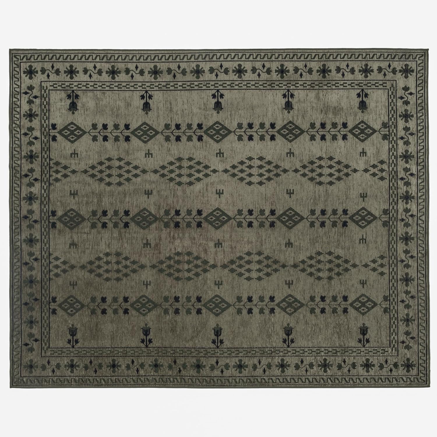 Revival Rugs Garland 8'x10' Washable Area Rug for Kitchen Bedroom - Oeko-TEX Certified, Green