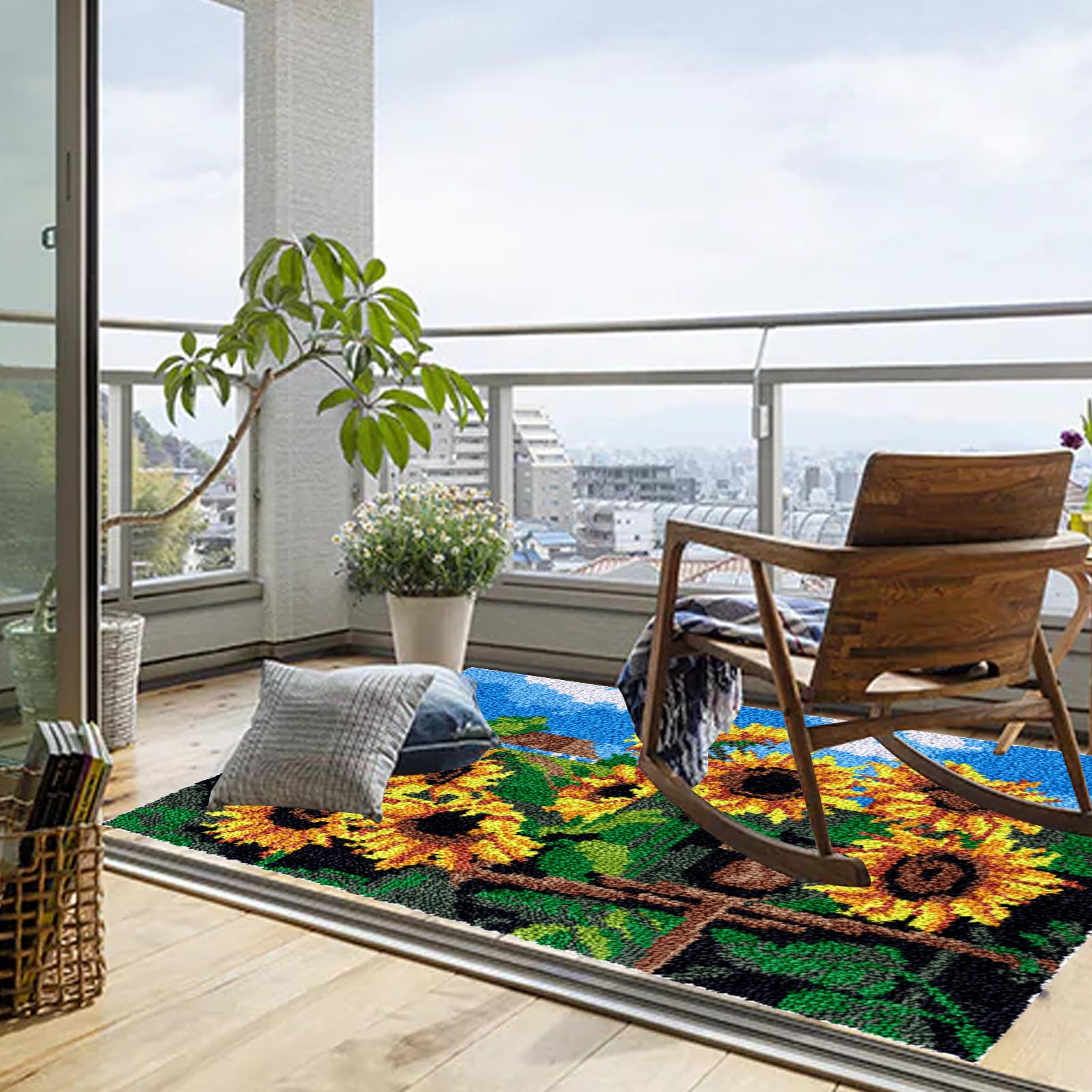 Knüpfteppich Zum Selber knüpfen, Knüpfteppich Teppich Kits Set - DIY Handarbeit Teppich Für Aldult, Super Einfache Unfertige Anfänger Leinwand Wandteppich, Entspannende Und Lustige Hobby 80 x 115 cm