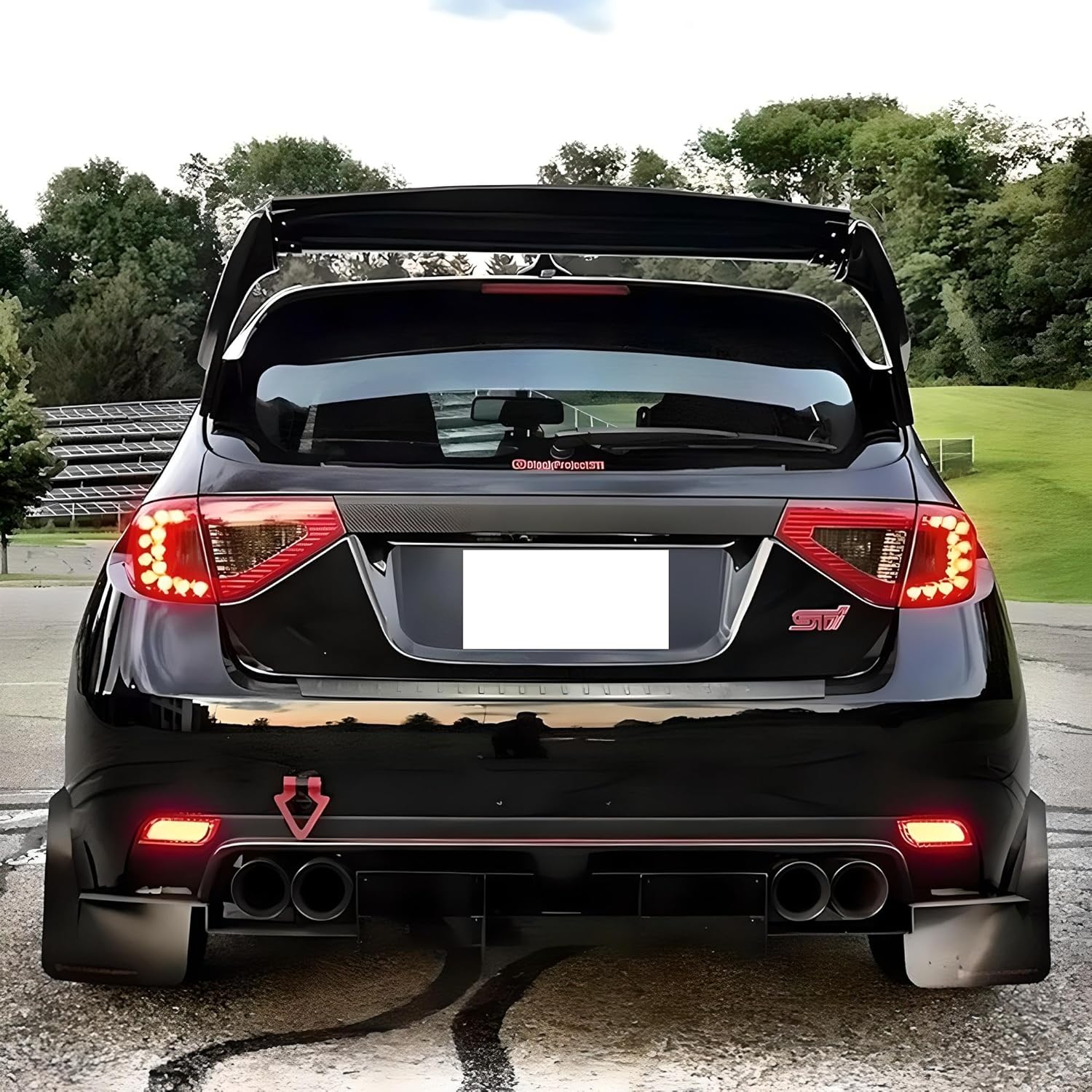 iJDMTOY Smoked Lens 26-SMD LED Bumper Reflector Lights Compatible With Subaru 2008-14 WRX/STI, 08-up Impreza, 13-up XV Crosstrek, Function as Rear Fog, Tail/Brake Lamps