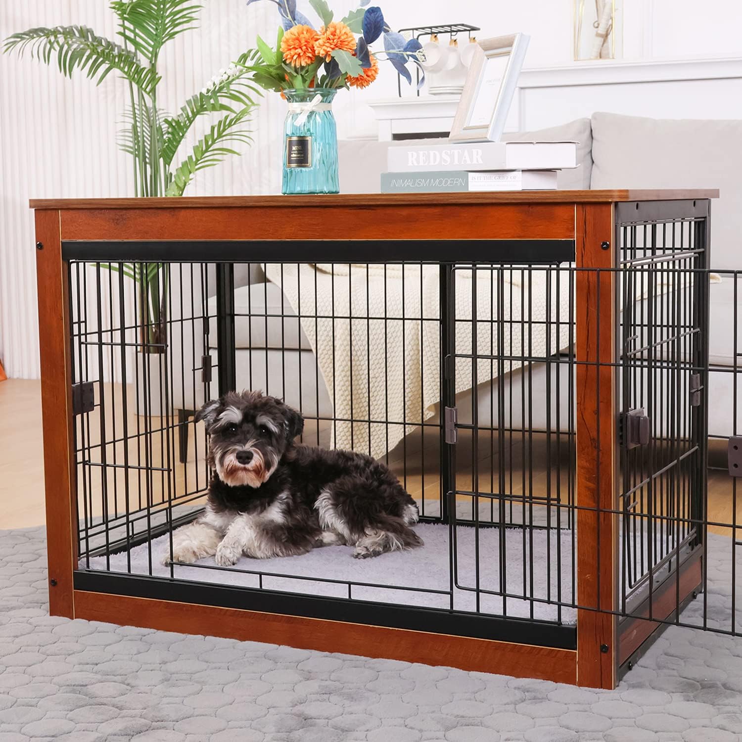 IRIS USA FurnitureStyle Wooden Dog Crate, Modern Indoor