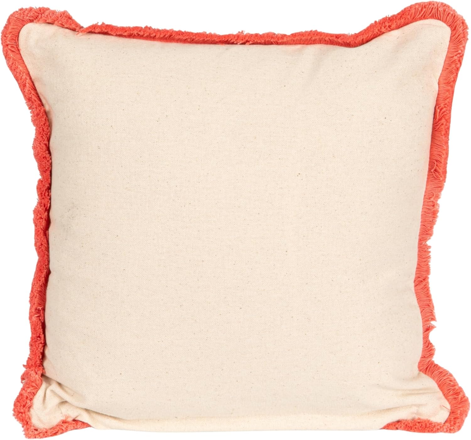 Creative Co-Op Cotton Slub Pillow with Flowers, Embroidery and Eyelash Fringe, Multi Color