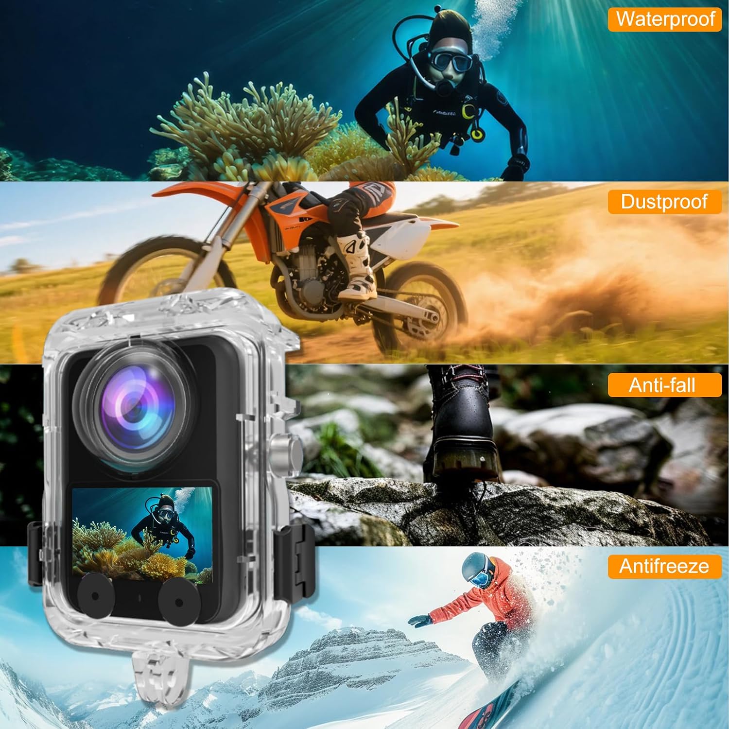 Osmo 360 Waterproof Case, 40m/131FT Underwater Housing with 97% High Transmittance AR Coating Anti-Fog Scratch-Resistant for DJI Osmo 360 Protective Cover Diving Surfing Swimming Skiing