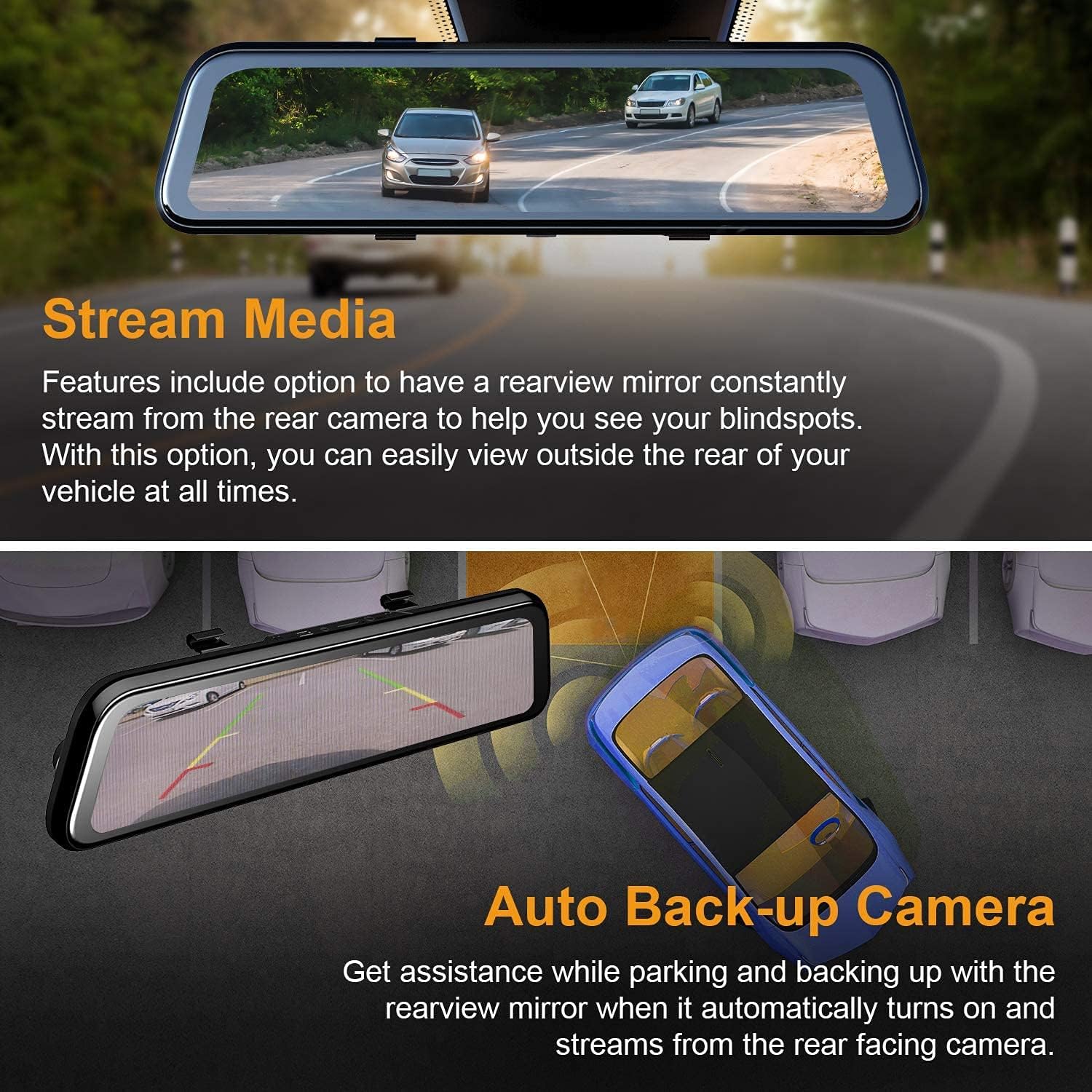 REXING M2 Dash Cam with Stream Media and Auto Backup Camera