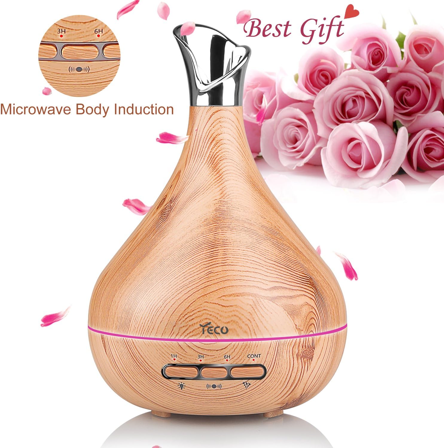 New Generation Essential Oil Diffuser, YECO Aroma Diffusers with Automatic Motion Induction for Home Office Baby - Elegant Vase Shape Design, Gifts for Women