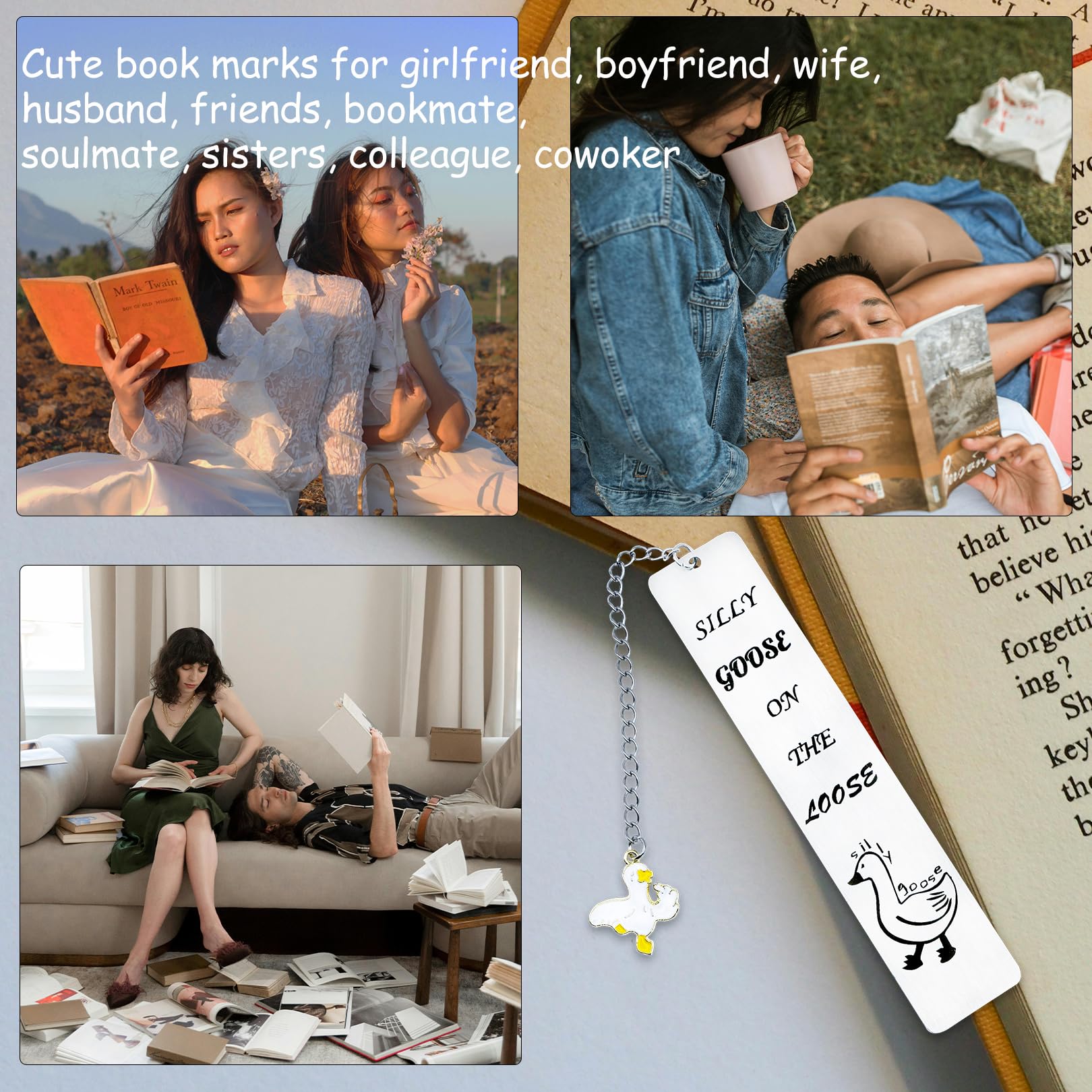 Condition photo showing New/Like New for Cute Bookmarks for Bookish Book Lovers Funny Silly Goose Book Mark Gifts for Women Reading Accessories Book Marker Birthday Christmas Back to School Book Club Gifts for Bookworm Bookmate
