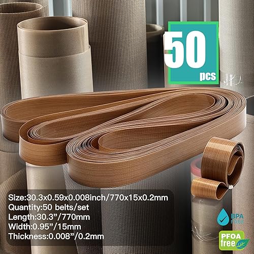Miniatura 3 de KitchenRaku 50 correas selladoras de banda para sellador continuo de banda FR-770, cinta de teflón de PTFE para máquina automática de sellado