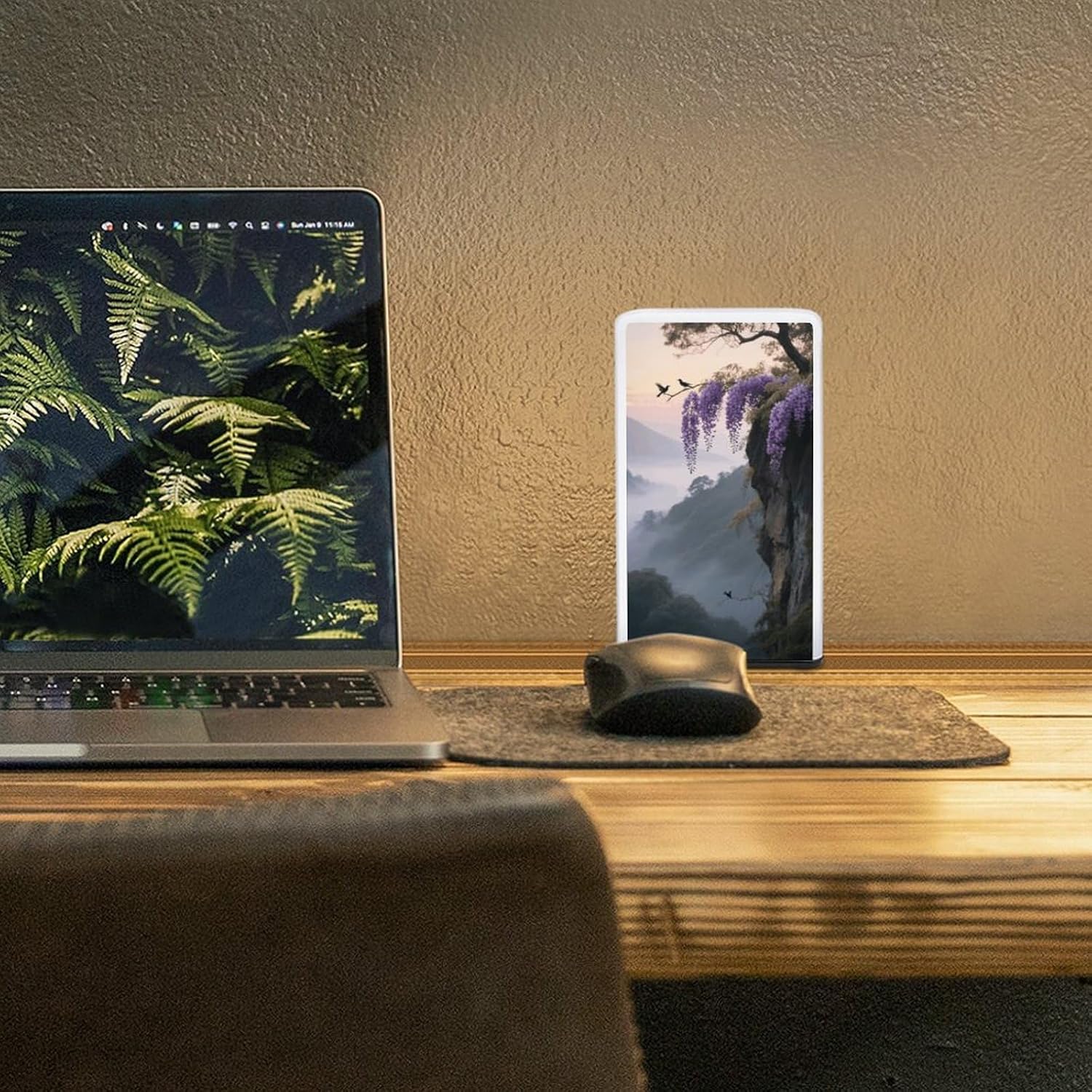 Dimmable Portable Desk Lamp Reading Table Lamp Fog in The Mountains Bedside Night Light Battery Powered for Home Office Gift