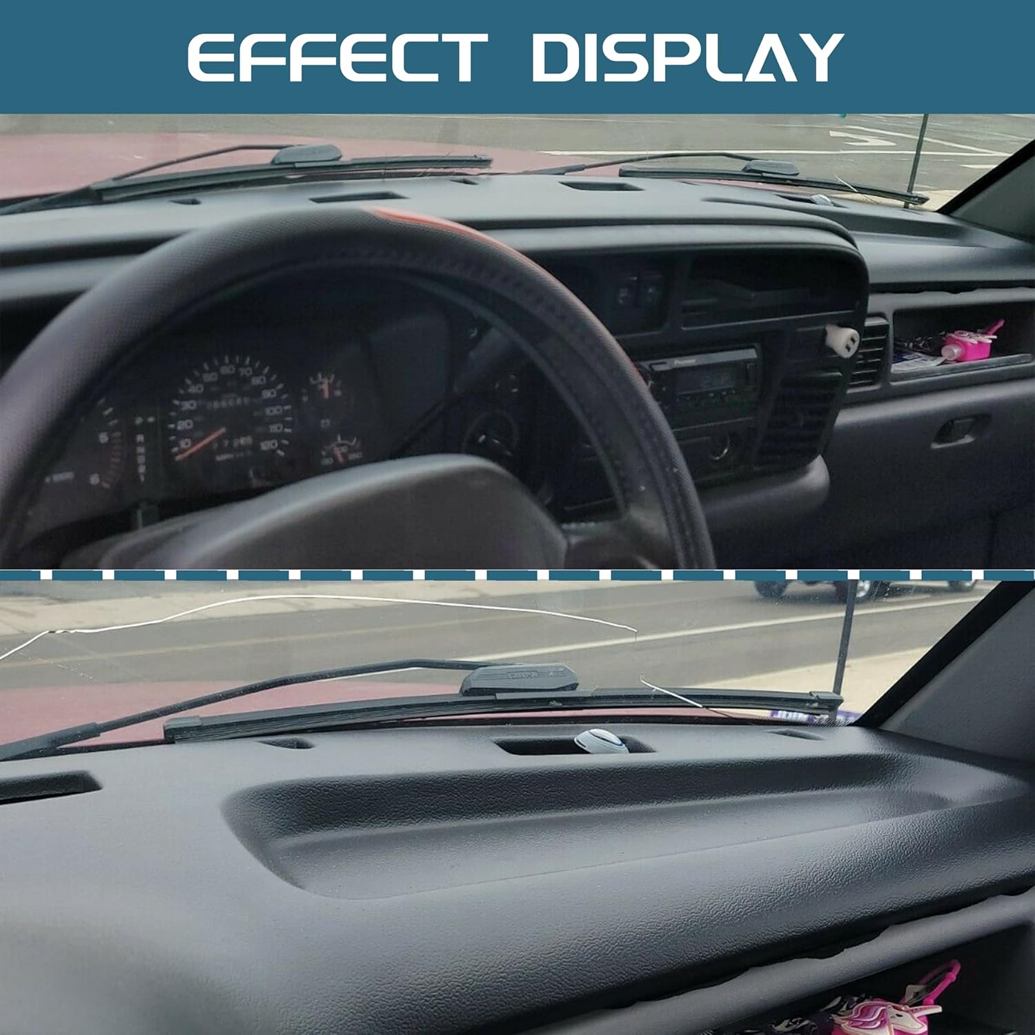 KUAFU Dashboard Cover Compatible with 1994-1997 Dodge Ram 1500 2500 3500 Interior Dash Cover Durable Black