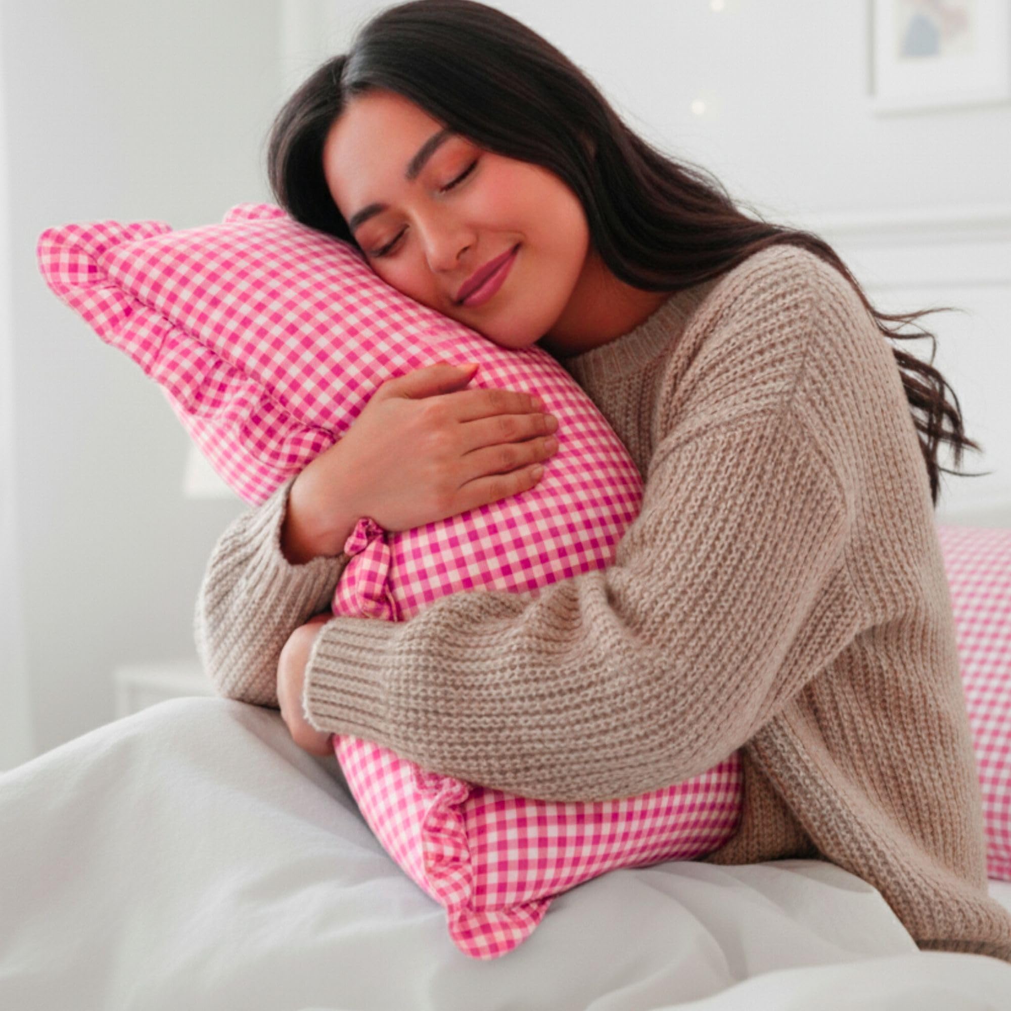 Pink Checkered Pillow Covers - Soft & Breathable -6 Pink Checkered Pillow Covers - Soft & Breathable -6