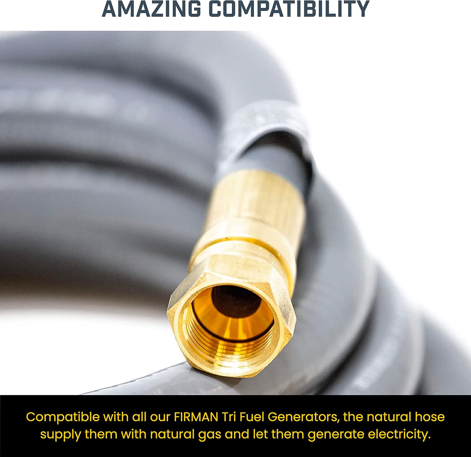 Firman 1815 Natural Gas 25' Extension Hose, 1/2" Quick Connect Hose Kit with Storage Strap – Weather-Proof NG Line for all Tri-Fuel Generators (Except T12071)