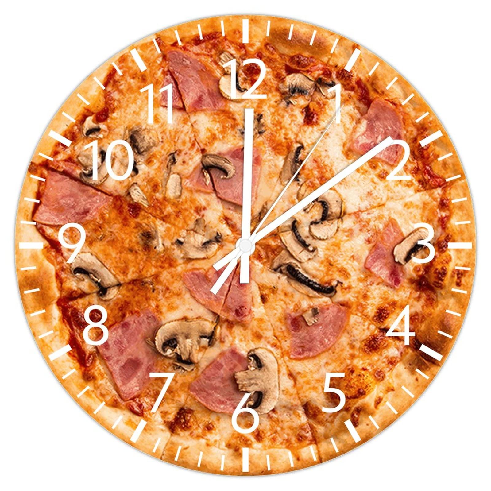 Horloge murale pizza en PVC de 30 cm silencieuse pour cuisine