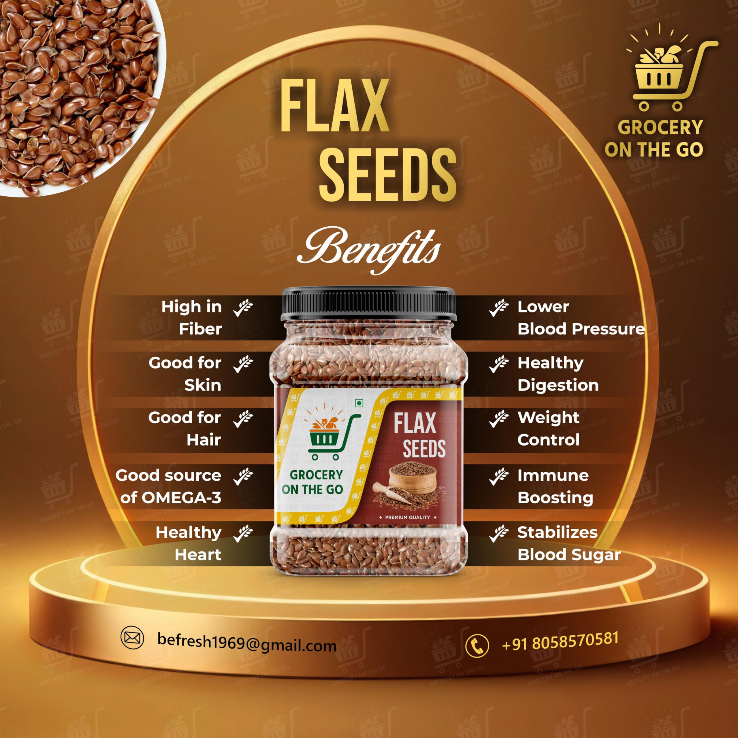 GROCERY ON THE GO Flax Seeds - Alsi Seeds | Flax Seeds for Hair Growth | Raw Seeds for Eating | Source of Iron & Dietary Fibre | Rich in Protein (250gm) 4