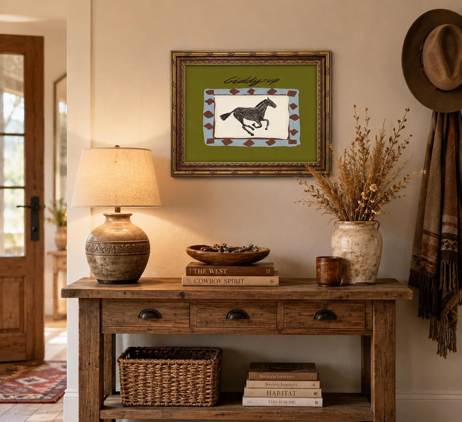 IEMIHZUM Vintage Framed Western Minimalist abstract Horse Wall Art 12x16 in image 4