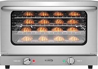 KoolMore 23 in. commercial countertop convection oven for medium size pans with 4 racks of 1600W power in stainless steel, ETL listed for safety and sanitation