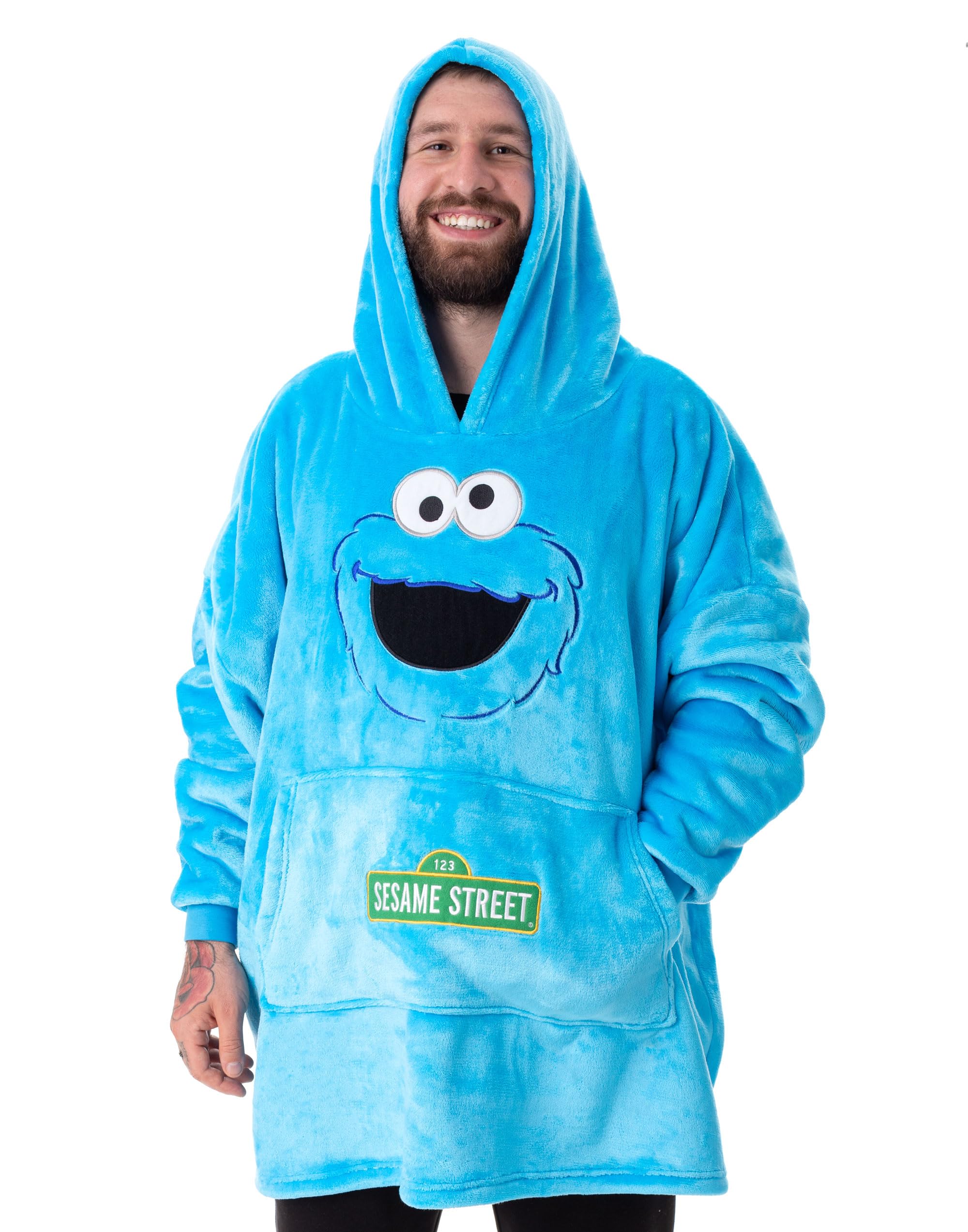 Sesame Street Cookie Monster Unisex Wearable Blanket Hoodie Adults
