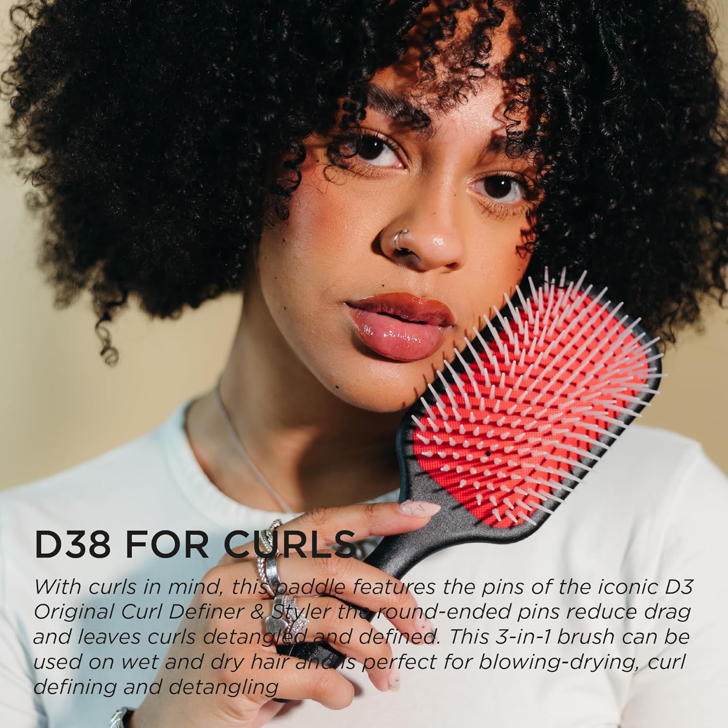 Denman Detangling & Styling Paddle Brush – Wet or Dry Hair Detangler & Styler for Curly, Coily, Straight, Thick & Long Hair – Ideal for Women & Men - Image 3