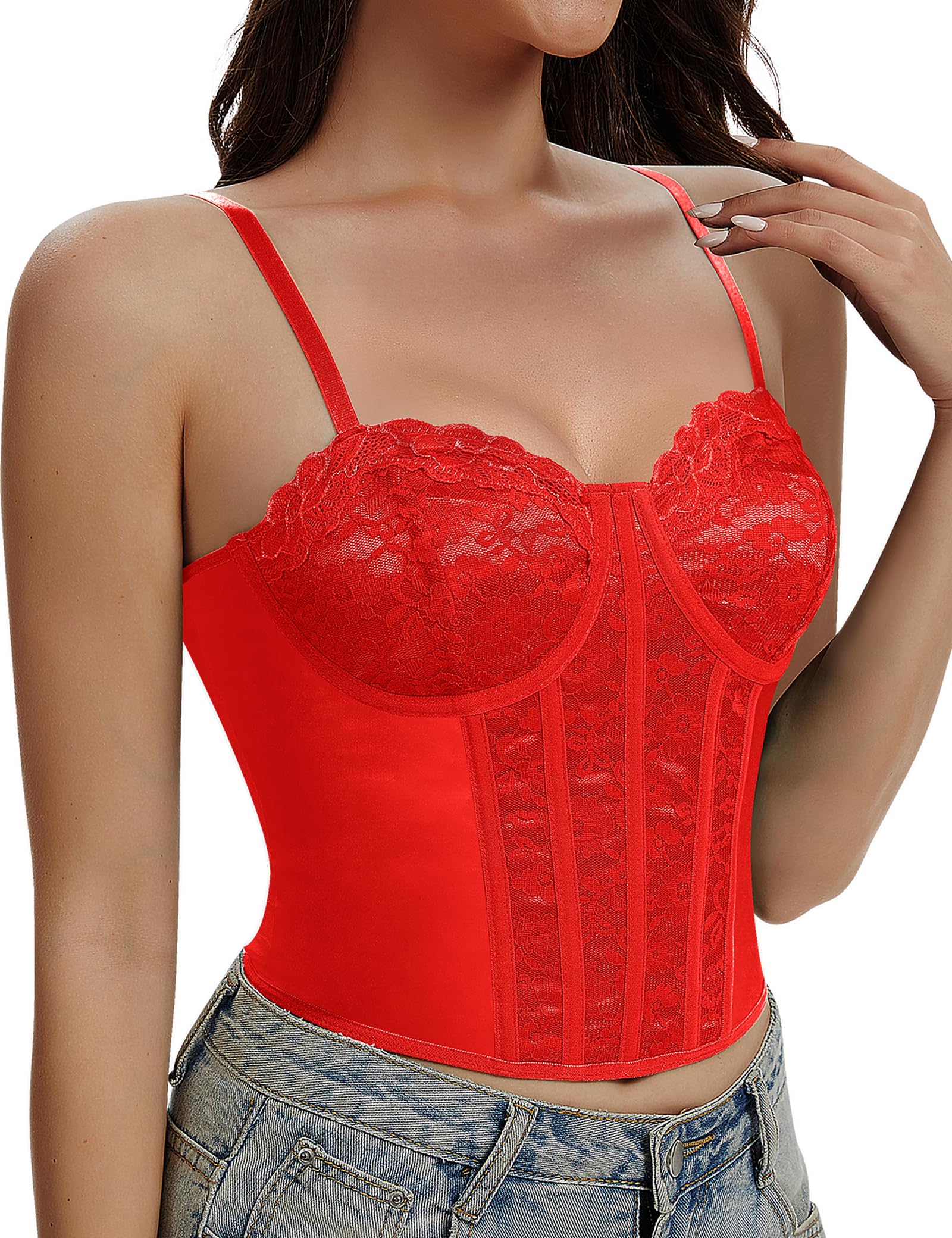 Lace Corset Tops for Women Sexy Bustier Top