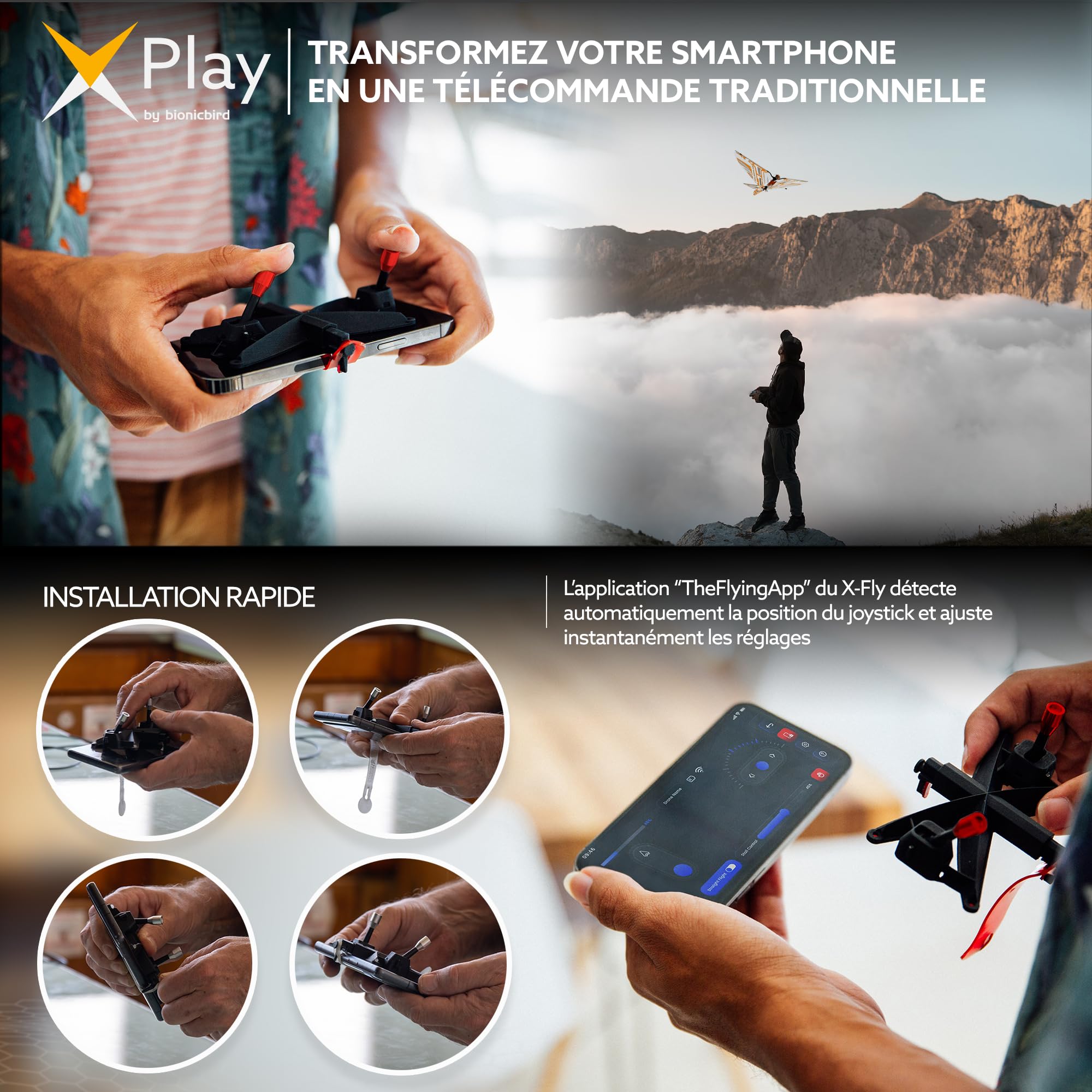 BionicBird X-Fly Combo | Drone ornithoptère assisté par capteurs avec Accessoires | Oiseau RC & contrôlé Via Application Smartphone iOS & Android | Autopilot & stabilisateur gyroscopique 6 Axes