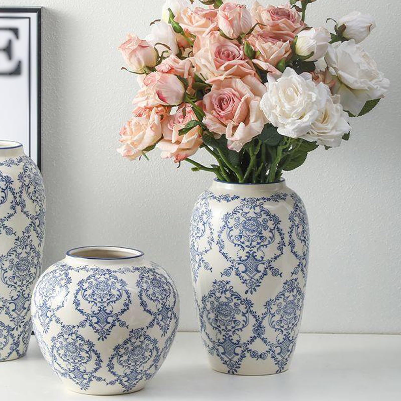 Jarrón Decorativo Jarrón de cerámica Entrada Retro Porcelana Azul y Blanca China, Adornos decoración for el hogar la Sala Estar para Decorar el hogar
