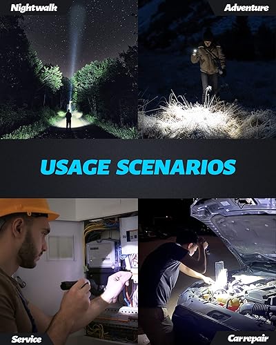 Miniatura 6 de Bigcheck Mini linternas de alta luz, linternas LED superbrillantes, luces estroboscópicas de emergencia recargables 4 modos 4X zoom IP67,