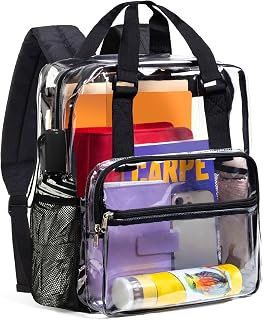Clear Backpack Heavy Duty - Large Clear Book Bag with Reinforced Bottom See Through Backpack with Handle for College Workplace - Black