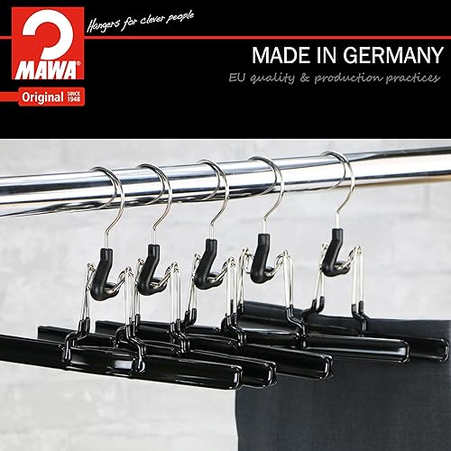 Miniatura 6 de Mawa by Reston Lloyd - Percha antideslizante con abrazadera para pantalones y faldas, estilo M26, juego de 5, color negro