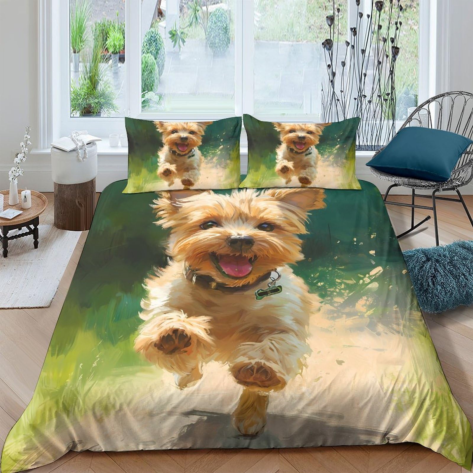Housse de couette chien 3D anti-décoloration lavable en machine pour en finir avec le linge terni