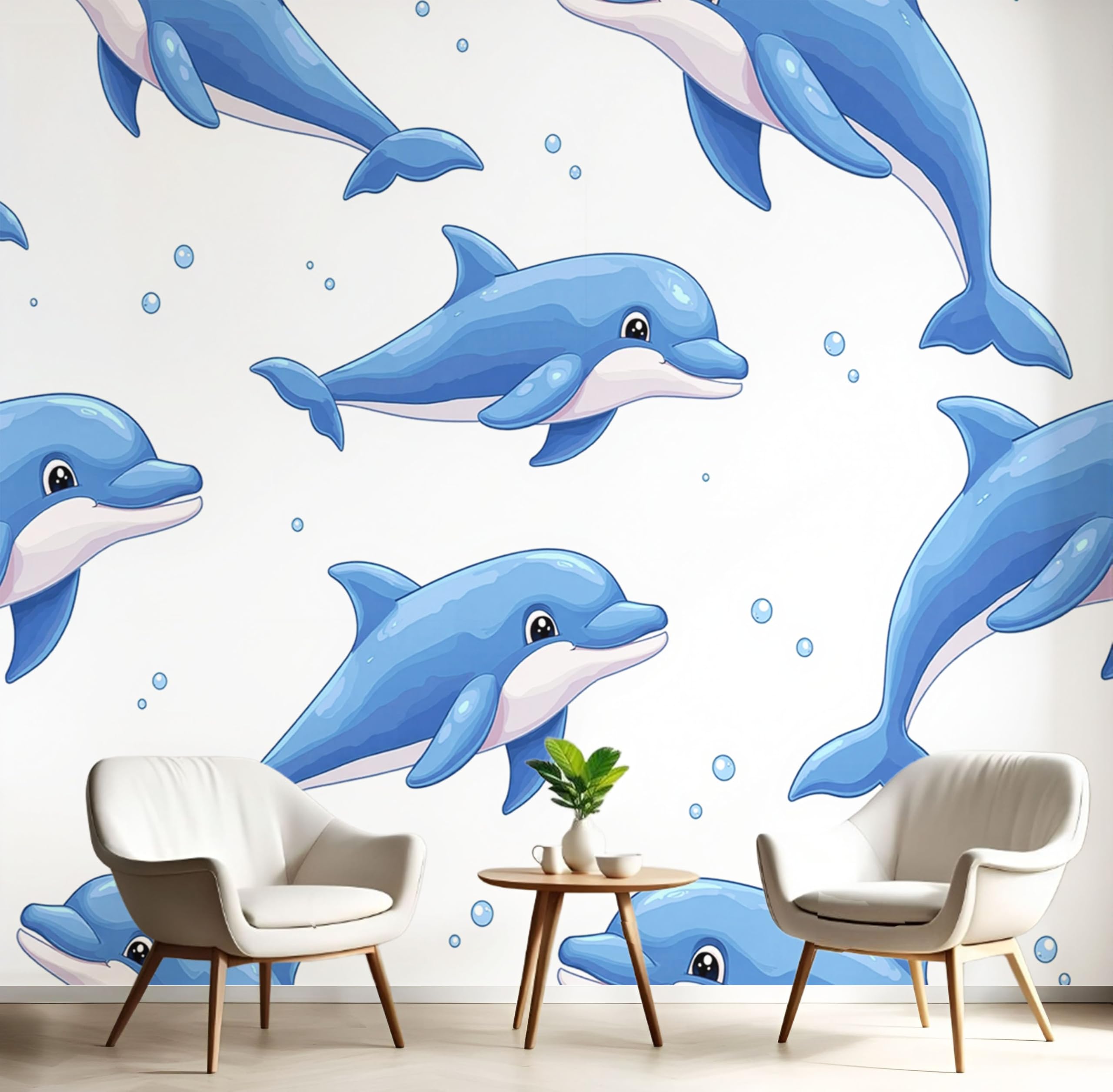 Papier peint panoramique dauphin pour raviver un mur blanc de chambre 150x105