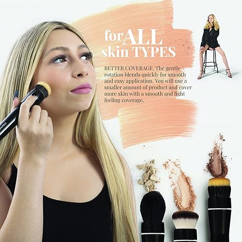 Miniatura 4 de Brocha de maquillaje eléctrica – Juego de brochas de maquillaje profesional con 5 cabezales intercambiables – Brocha de maquillaje giratoria de 360