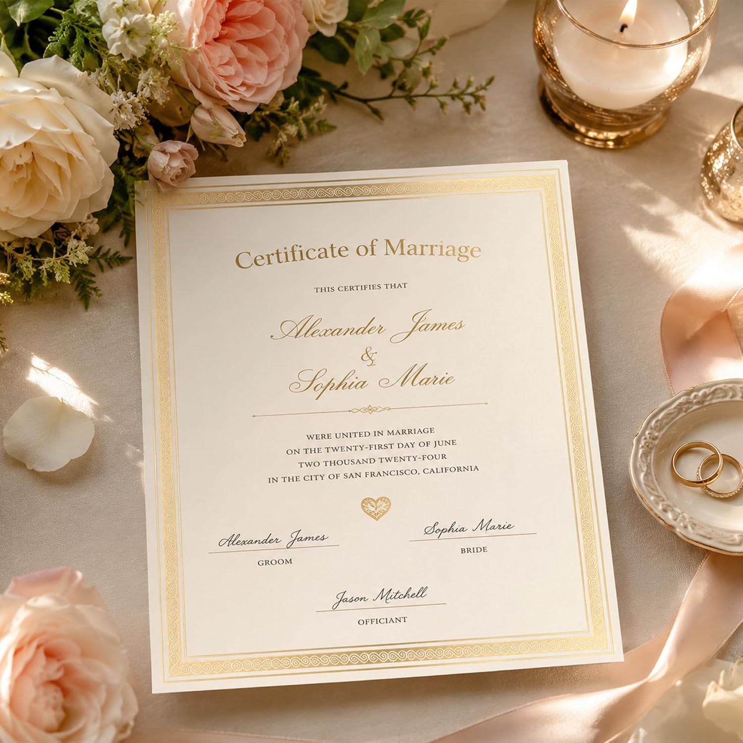 Rsgift Certificate Paper 8.5x11, Gold Border, 50 Pack, Printable image 5